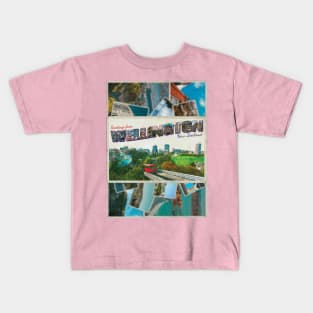 Greetings from Wellington in New Zealand Vintage style retro souvenir Kids T-Shirt